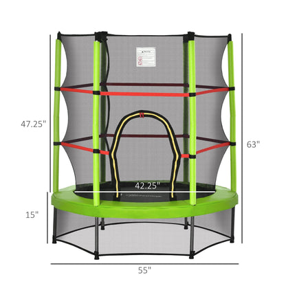 Trampoline Outsunny pour enfants de 1,5 m de diamètre avec filet, pour l'intérieur et l'extérieur, de 3 à 6 ans