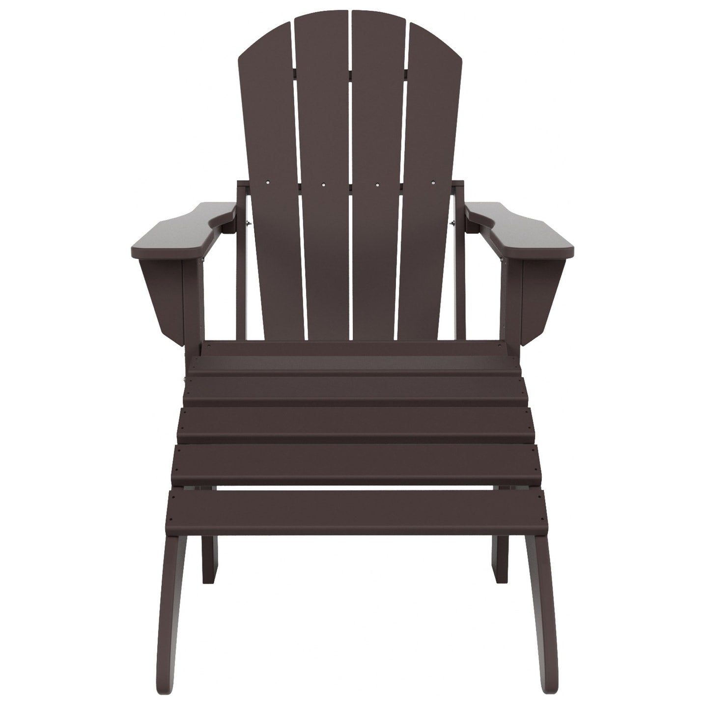 Chaise Adirondack pliable Polytrends Laguna en PEHD pour terrasse extérieure toutes saisons avec pouf (ensemble 2 pièces)