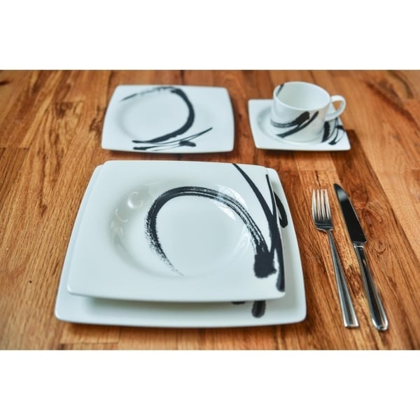 Assiettes carrées Paint It Black (lot de 6)