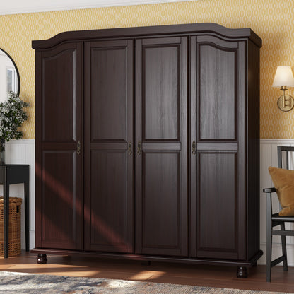 Armoire penderie 4 portes Kyle 100 % bois massif de Palace Imports avec portes en bois massif ou en miroir