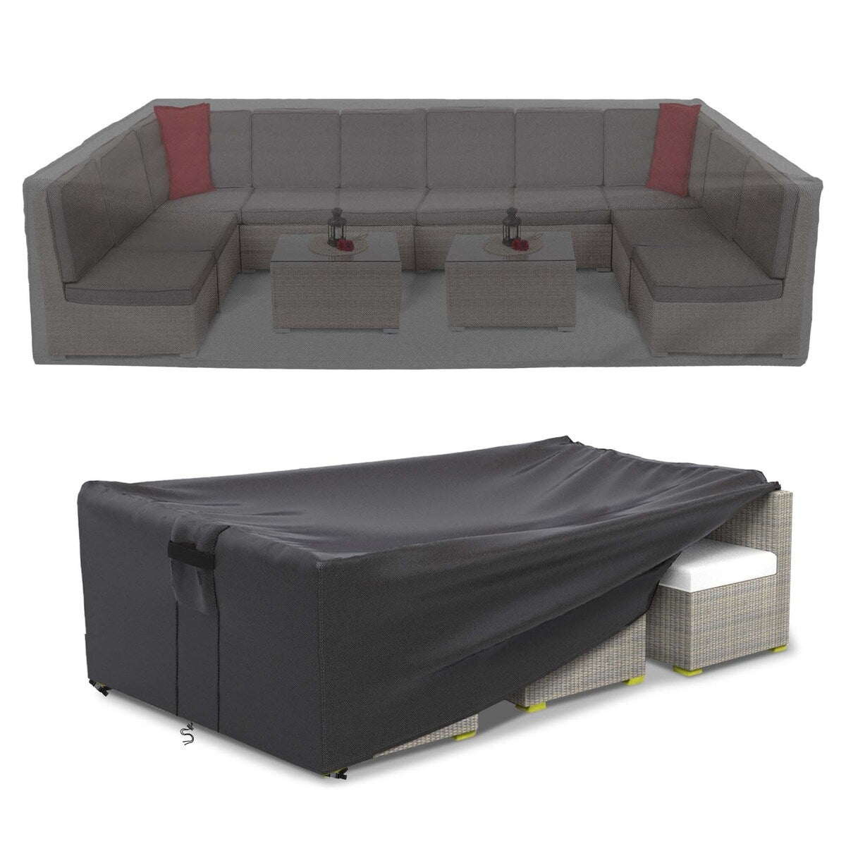 Housse imperméable pour ensemble de mobilier de jardin, canapé d'angle d'extérieur