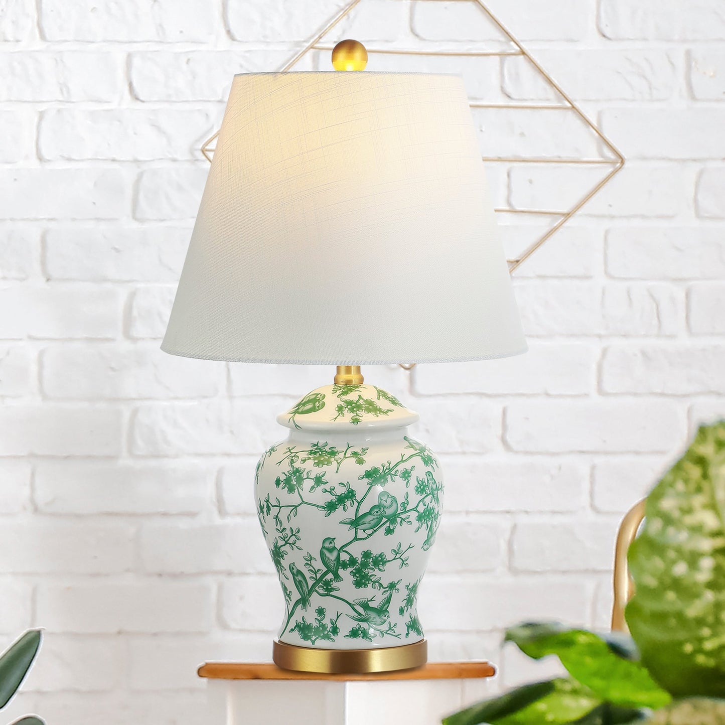Lampe de table LED Penelope 22 Chinoiserie, bleu/blanc, par JONATHAN Y