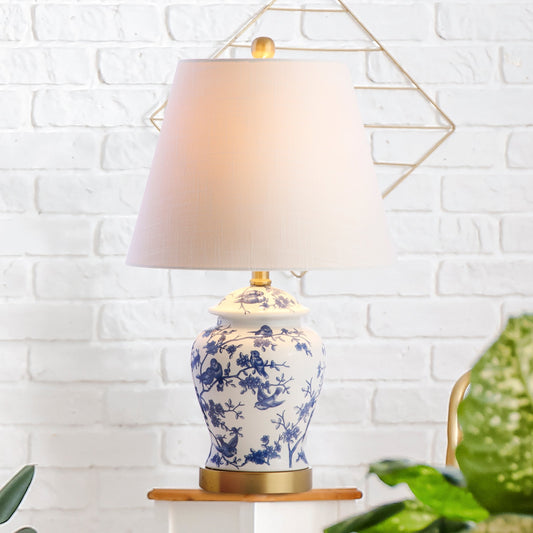 Lampe de table LED Penelope 22 Chinoiserie, bleu/blanc, par JONATHAN Y
