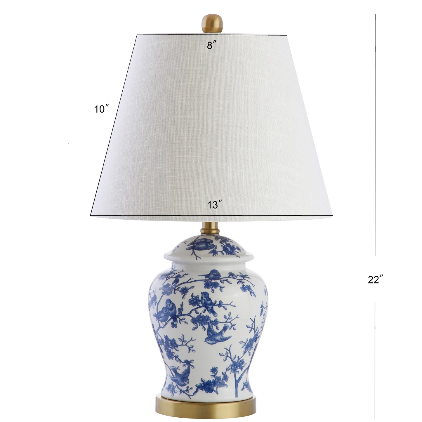 Lampe de table LED Penelope 22 Chinoiserie, bleu/blanc, par JONATHAN Y