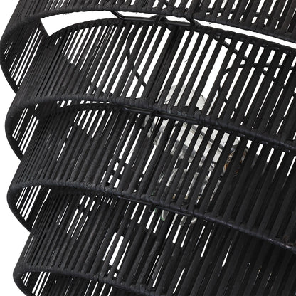 Lustre bohème moderne Piersan à 5 lumières avec abat-jour en rotin à plusieurs niveaux - 26 po de largeur