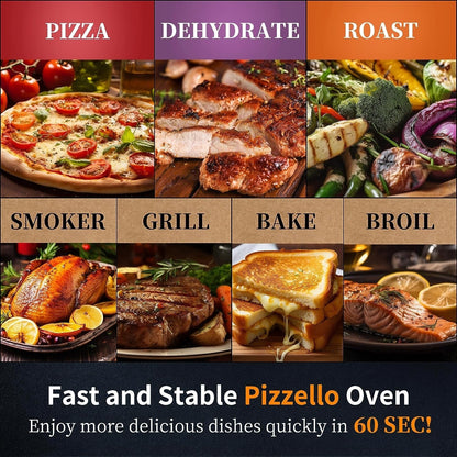 Four à pizza extérieur multicombustible, machine à pizza cuite sur pierre avec brûleur à gaz et boîte à bois - 12 pouces