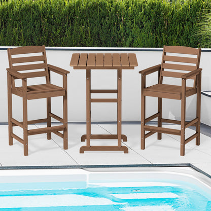 Ensemble de 3 chaises hautes Adirondack en plastique pour patio