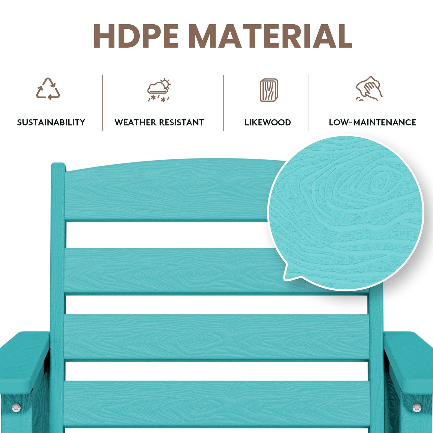 Ensemble de 3 chaises hautes Adirondack en plastique pour patio