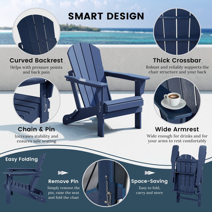 Chaise pliante Adirondack Polytrends Laguna résistante à la décoloration et aux intempéries pour patio extérieur