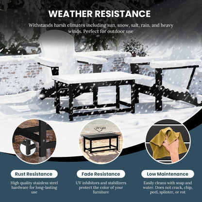 Table basse rectangulaire d'extérieur Polytrends Laguna en PEHD, résistante aux intempéries