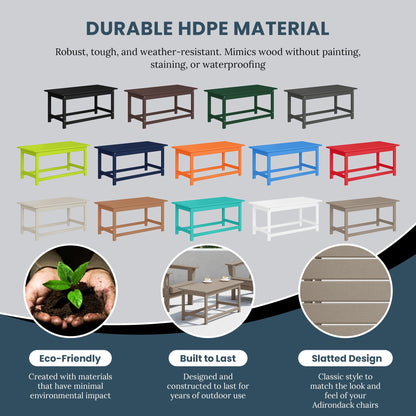 Table basse rectangulaire d'extérieur Polytrends Laguna en PEHD, résistante aux intempéries