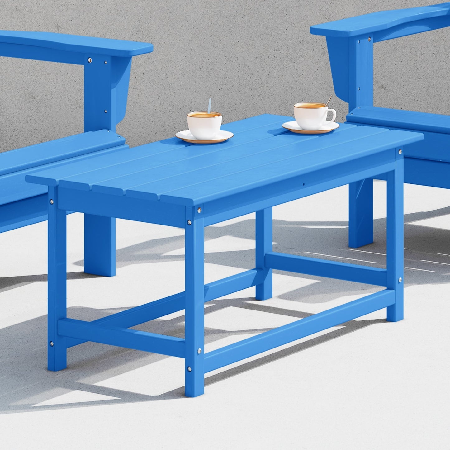 Table basse rectangulaire d'extérieur Polytrends Laguna en PEHD, résistante aux intempéries