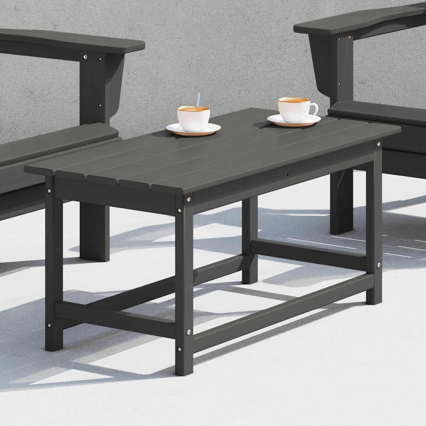 Table basse rectangulaire d'extérieur Polytrends Laguna en PEHD, résistante aux intempéries