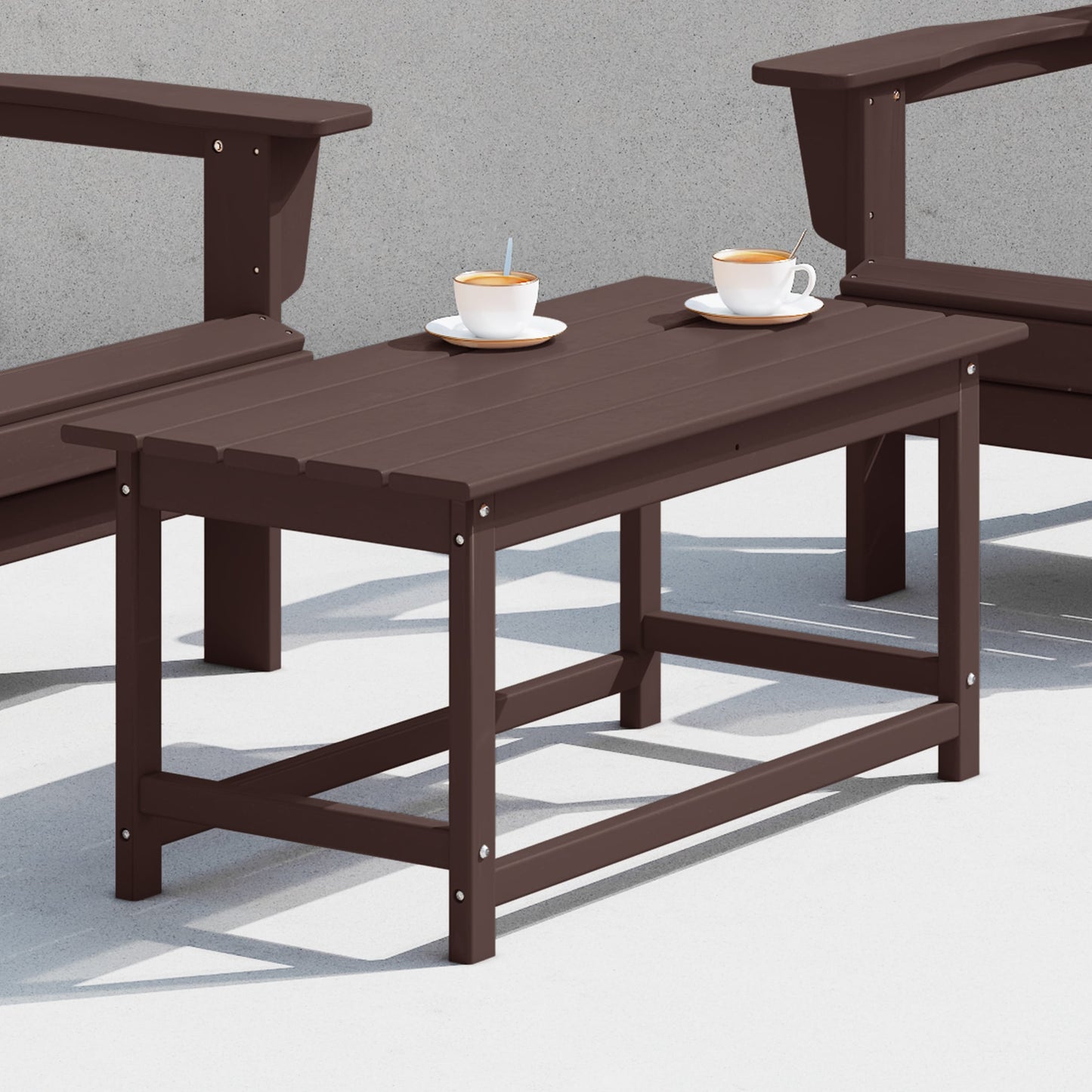 Table basse rectangulaire d'extérieur Polytrends Laguna en PEHD, résistante aux intempéries