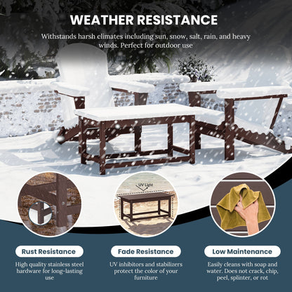 Table basse rectangulaire d'extérieur Polytrends Laguna en PEHD, résistante aux intempéries