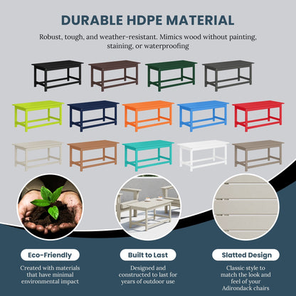 Table basse rectangulaire d'extérieur Polytrends Laguna en PEHD, résistante aux intempéries