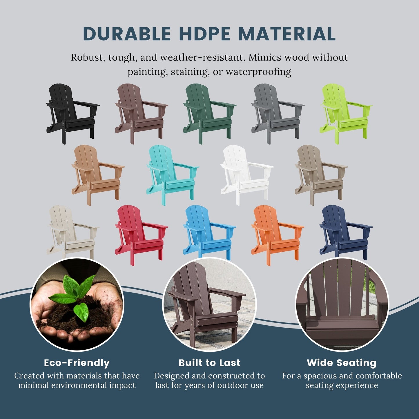 Chaises pliantes Adirondack Polytrends Laguna résistantes aux intempéries (lot de 2)