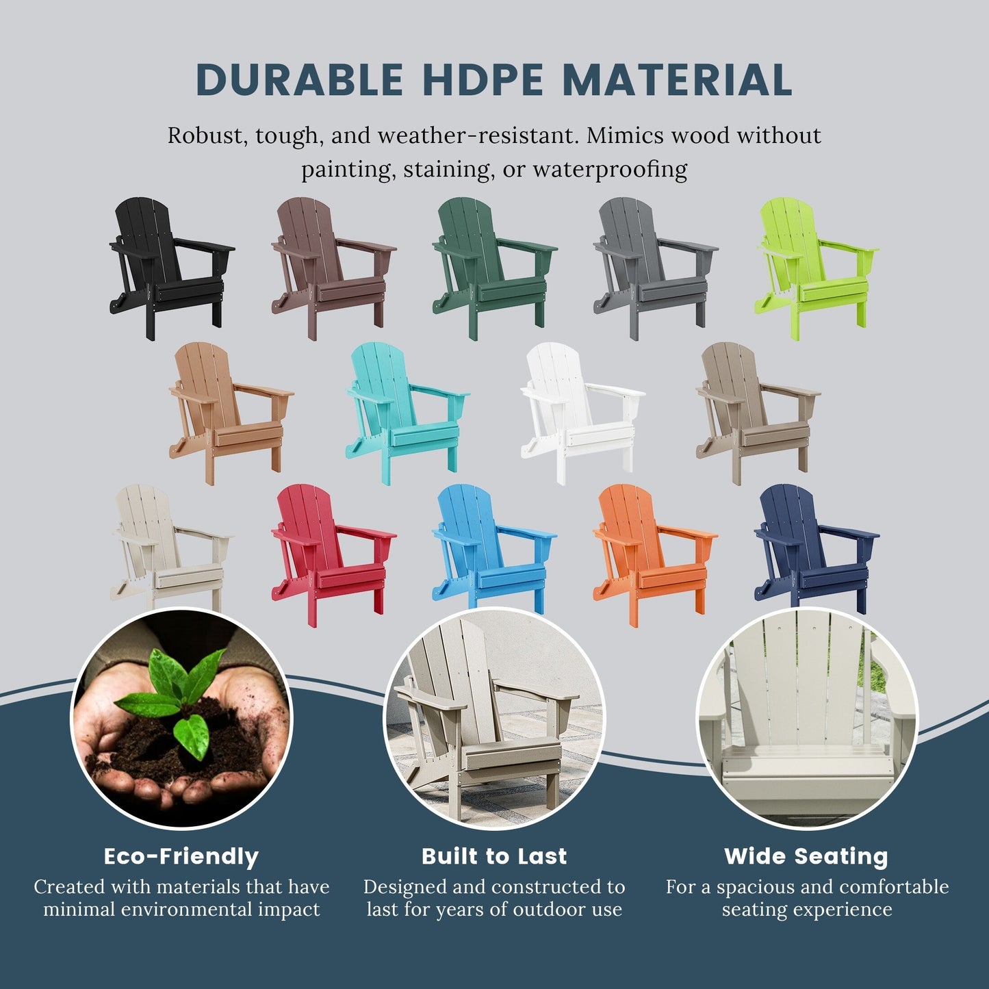 Chaises pliantes Adirondack Polytrends Laguna résistantes aux intempéries (lot de 2)