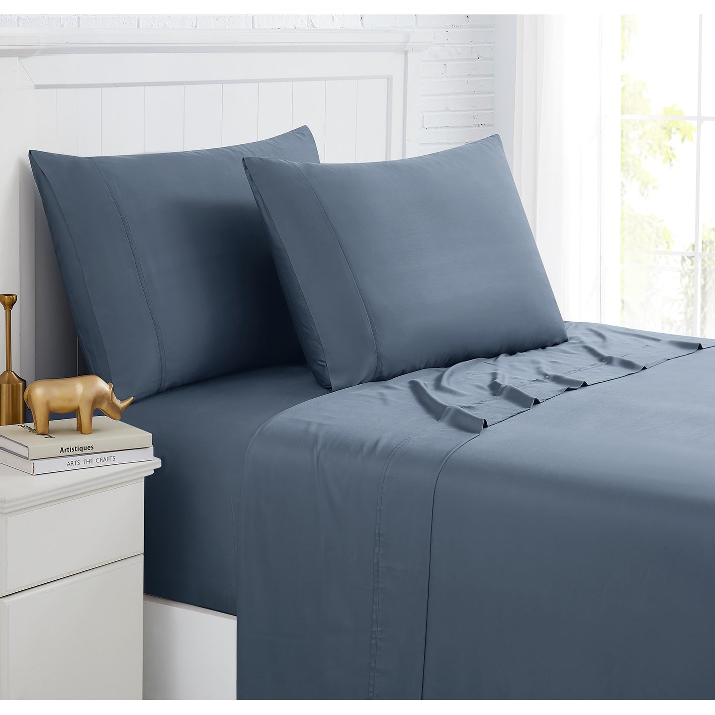 Ensemble de draps 4 pièces de luxe en viscose de bambou 100 % de qualité supérieure, poches extra profondes de 53 cm (21 pouces).