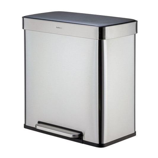 Poubelle de recyclage rectangulaire Qualiazero 16 gal (unité double 8 gal) - Acier inoxydable