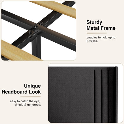 Lit Queen/Full rembourré à canaux verticaux avec tête de lit à oreilles