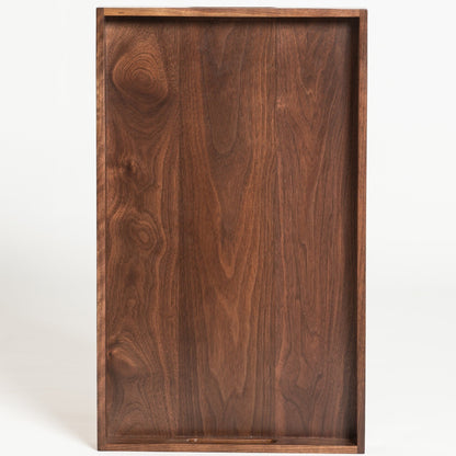 Plateau de service rectangulaire KINWELL en bois de noyer noir, style ottoman