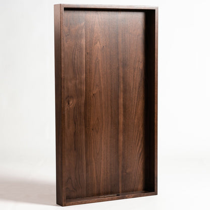 Plateau de service rectangulaire KINWELL en bois de noyer noir, style ottoman