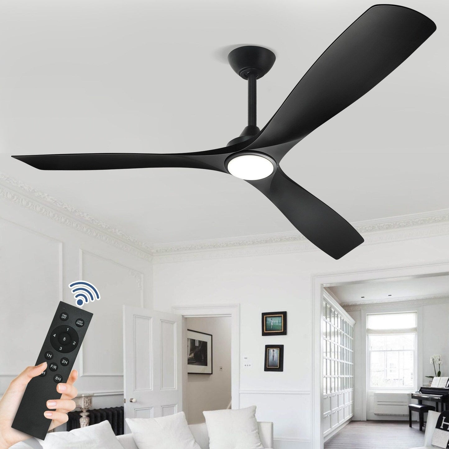 Ventilateur de plafond à distance avec lumières encastrées