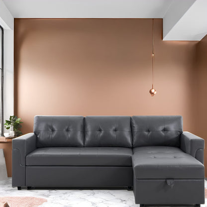 Canapé sectionnel réversible avec lit gigogne, méridienne avec rangement dissimulé, pieds durables,