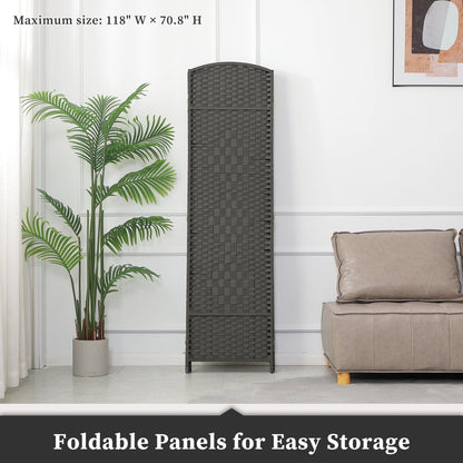 Paravent de séparation de pièce de 6 pieds de haut en fibre tissée, écran de confidentialité autoportant, écran pliant