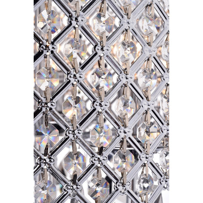 Lustre tambour à perles rondes avec cristaux suspendus