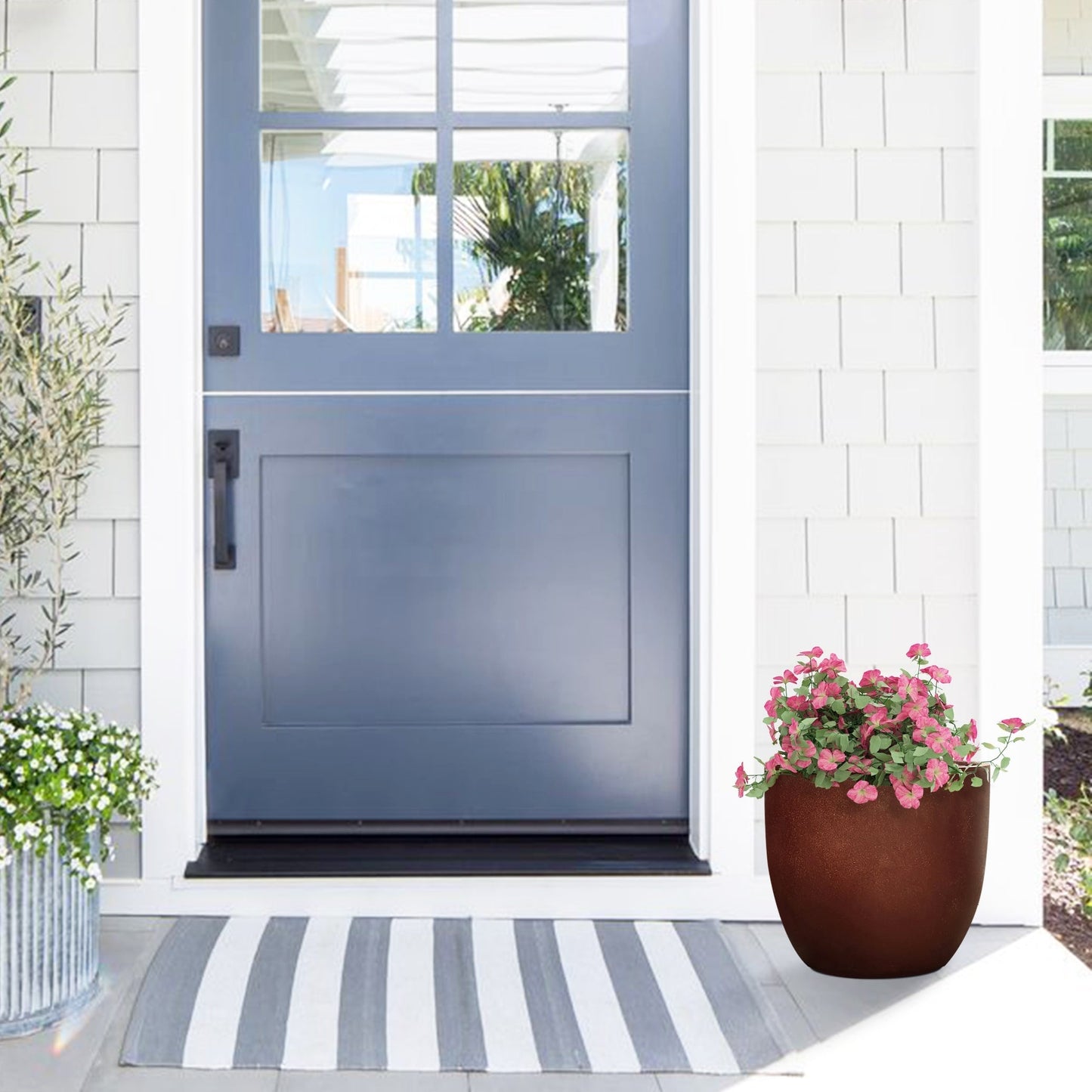 Pot de fleurs conique rond en oxyde de magnésium (MgO), pour intérieur et extérieur