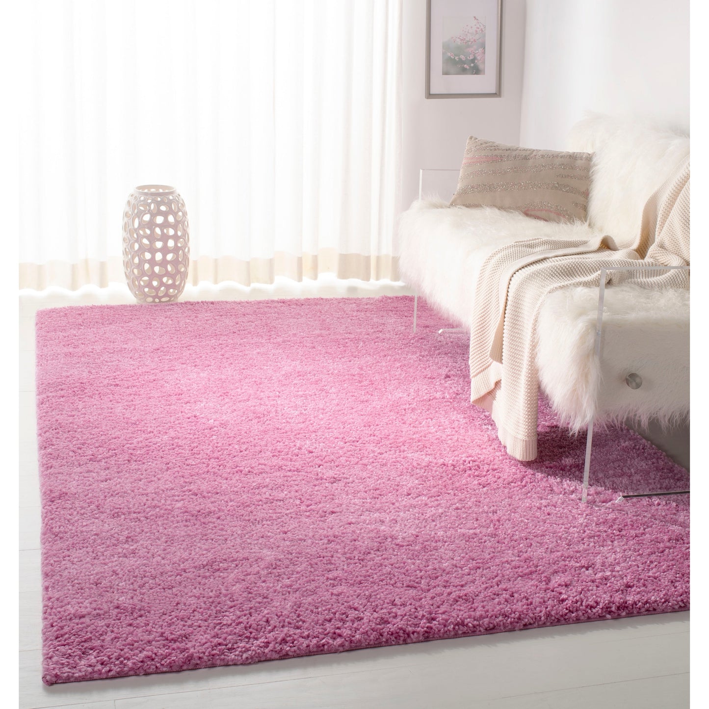 Tapis SAFAVIEH August Wilhelma Shag uni de 3 cm d'épaisseur