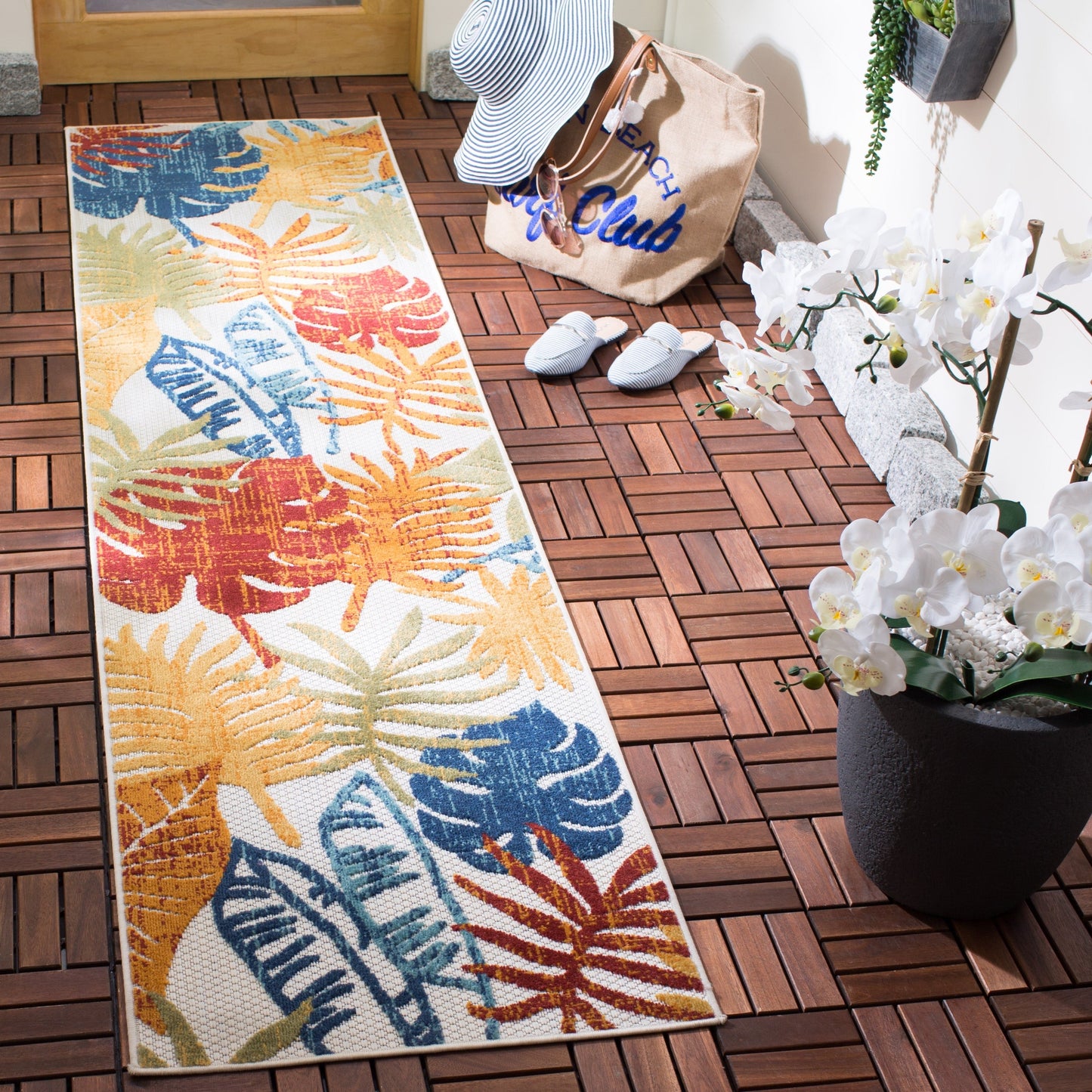 Tapis de patio imperméable à motif floral SAFAVIEH Cabana Arik pour intérieur/extérieur