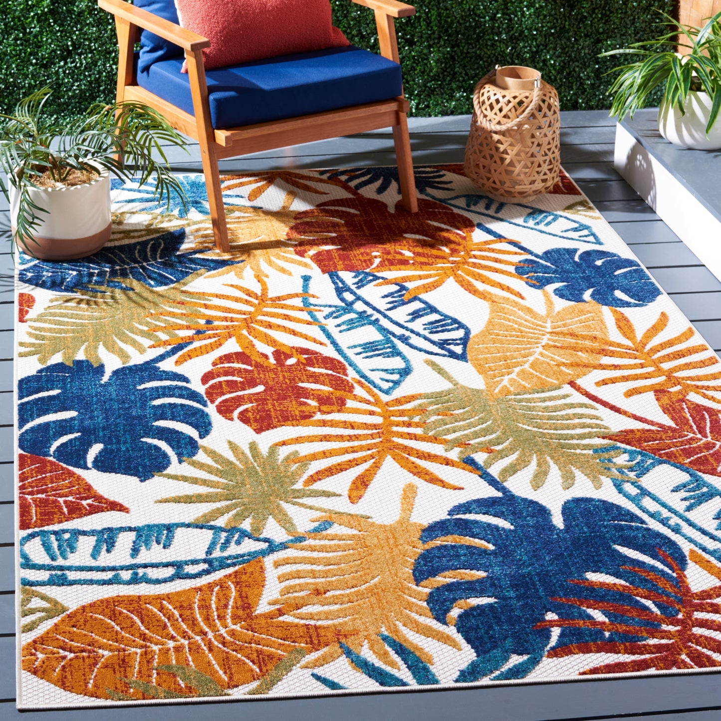 Tapis de patio imperméable à motif floral SAFAVIEH Cabana Arik pour intérieur/extérieur