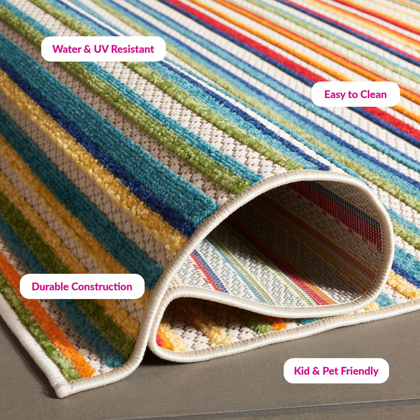 Tapis de patio imperméable à rayures SAFAVIEH Cabana Gafia pour intérieur/extérieur