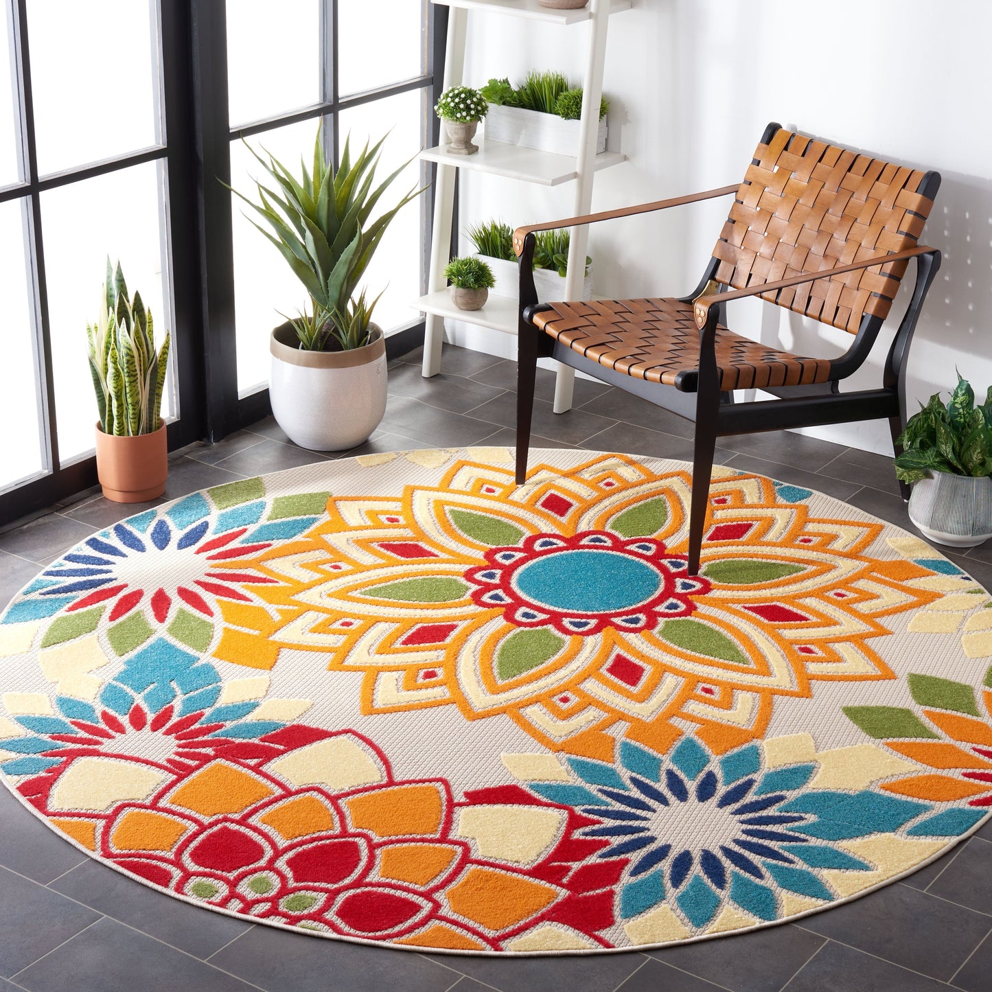 Tapis de patio imperméable à motif floral SAFAVIEH Cabana Ingke pour intérieur/extérieur