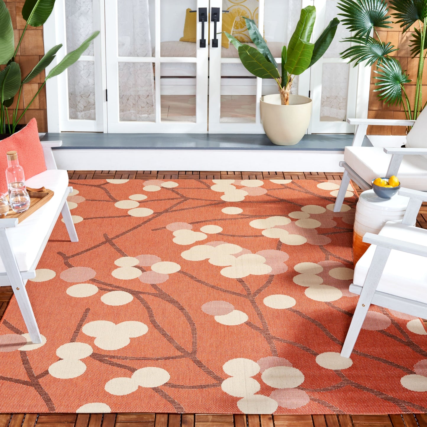 Tapis de jardin imperméable SAFAVIEH Courtyard Delois pour intérieur/extérieur