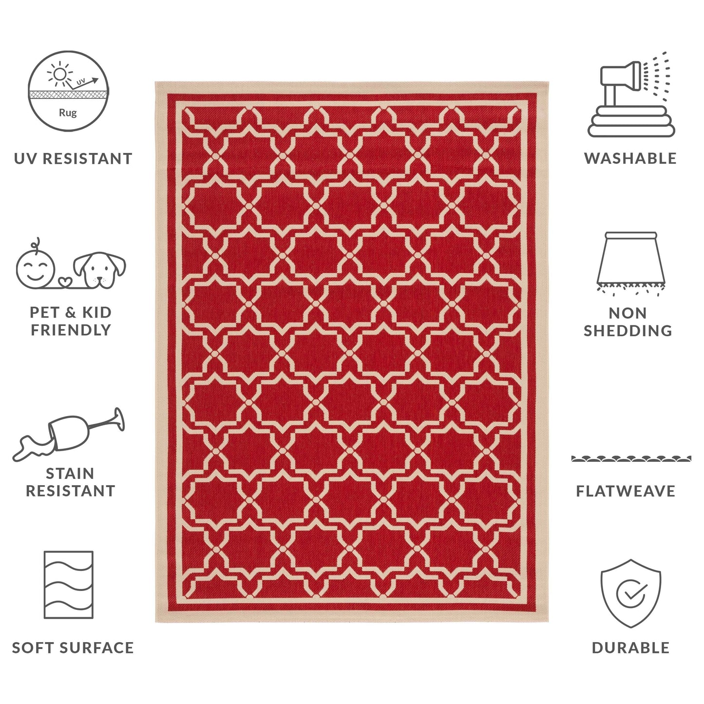 Tapis de jardin imperméable SAFAVIEH Courtyard Gulsin pour intérieur/extérieur