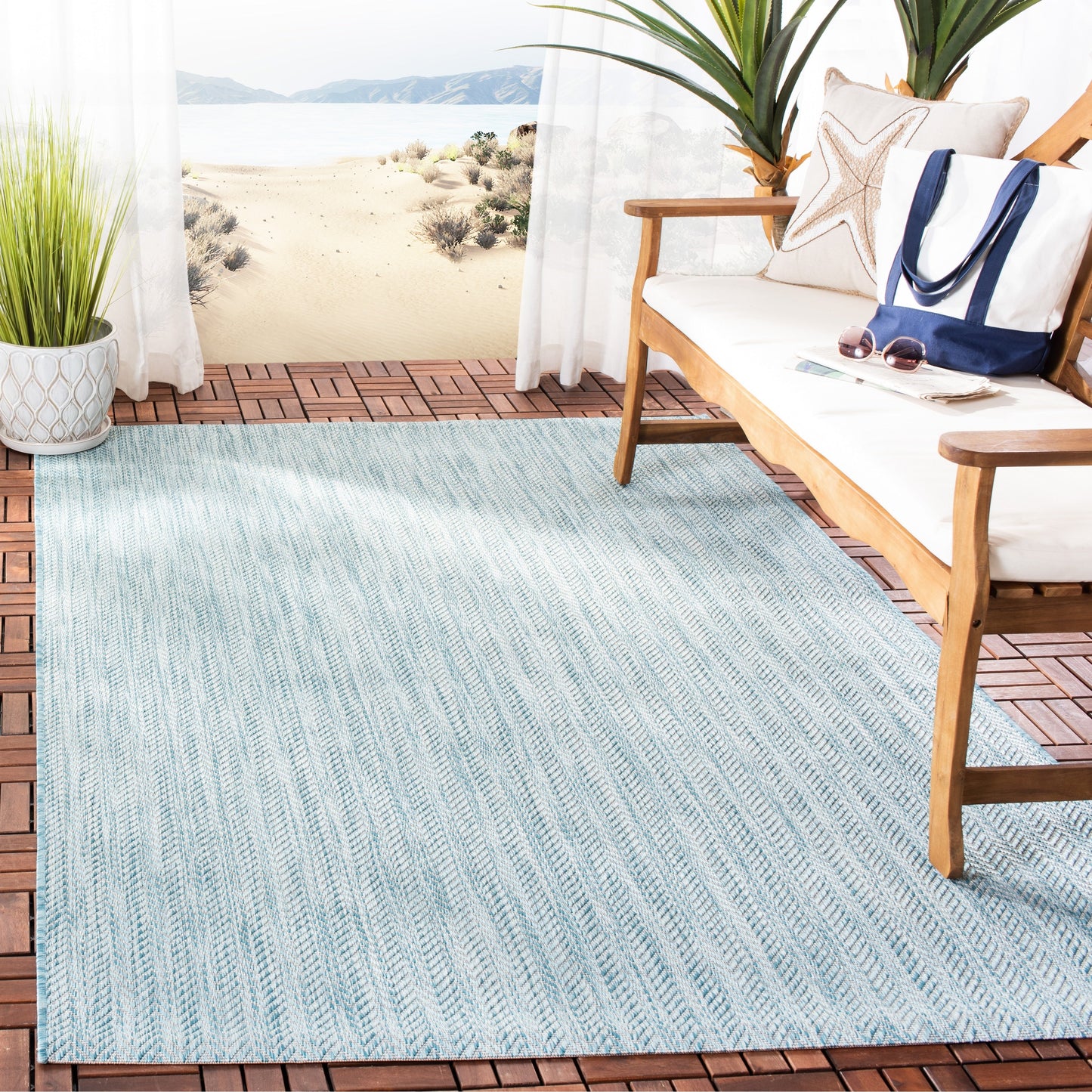 Tapis de jardin imperméable SAFAVIEH Courtyard Ilmur pour intérieur/extérieur