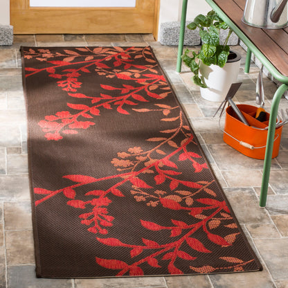 Tapis de jardin SAFAVIEH Courtyard Luann Botanical imperméable pour intérieur/extérieur, terrasse ou jardin