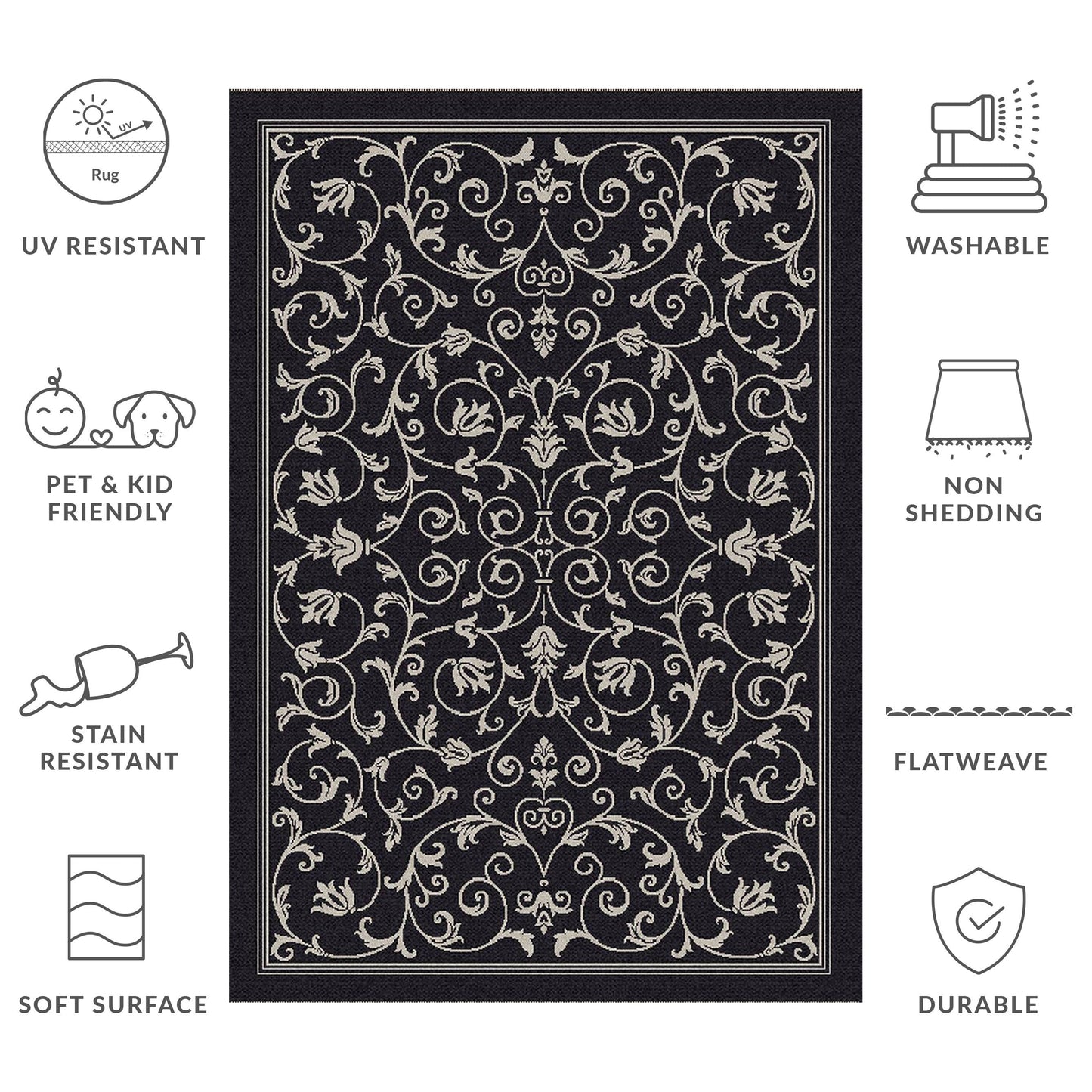 Tapis de jardin/terrasse imperméable SAFAVIEH Courtyard Miljeta