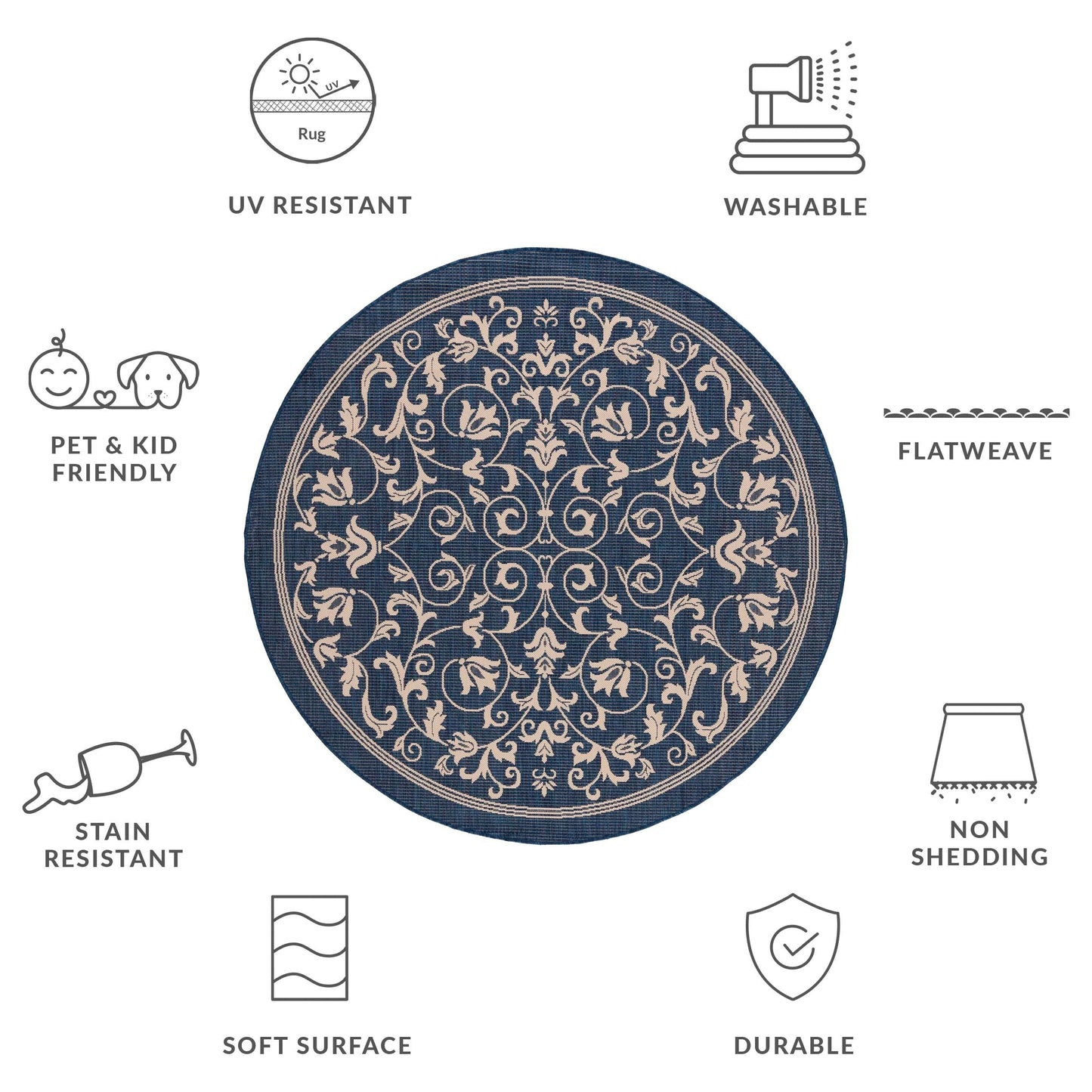 Tapis de jardin/terrasse imperméable SAFAVIEH Courtyard Miljeta