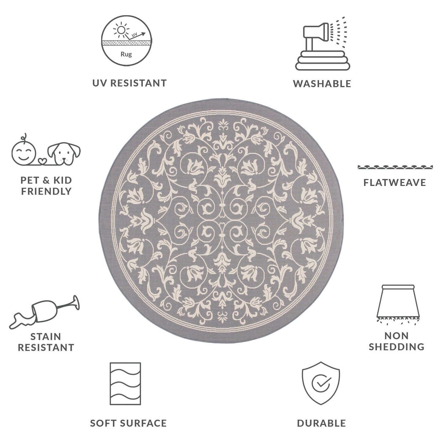 Tapis de jardin/terrasse imperméable SAFAVIEH Courtyard Miljeta