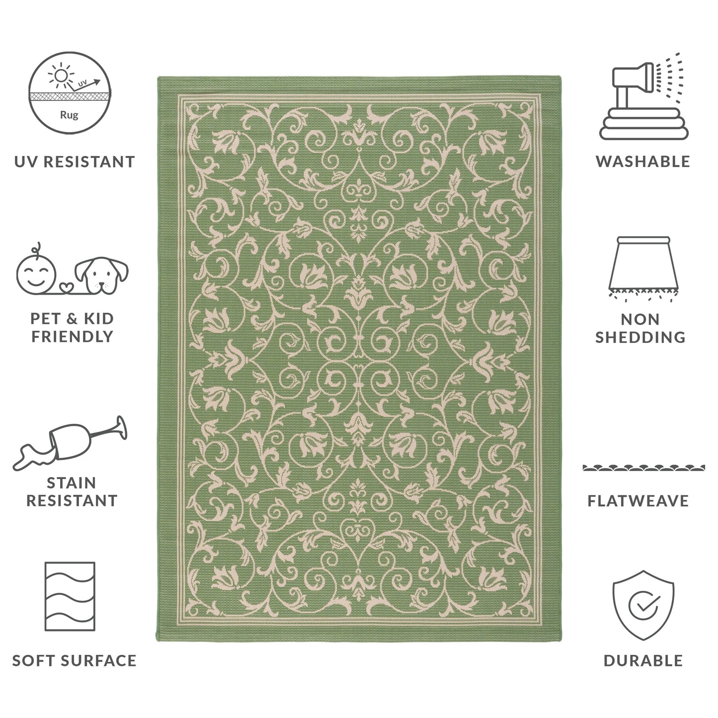 Tapis de jardin/terrasse imperméable SAFAVIEH Courtyard Miljeta