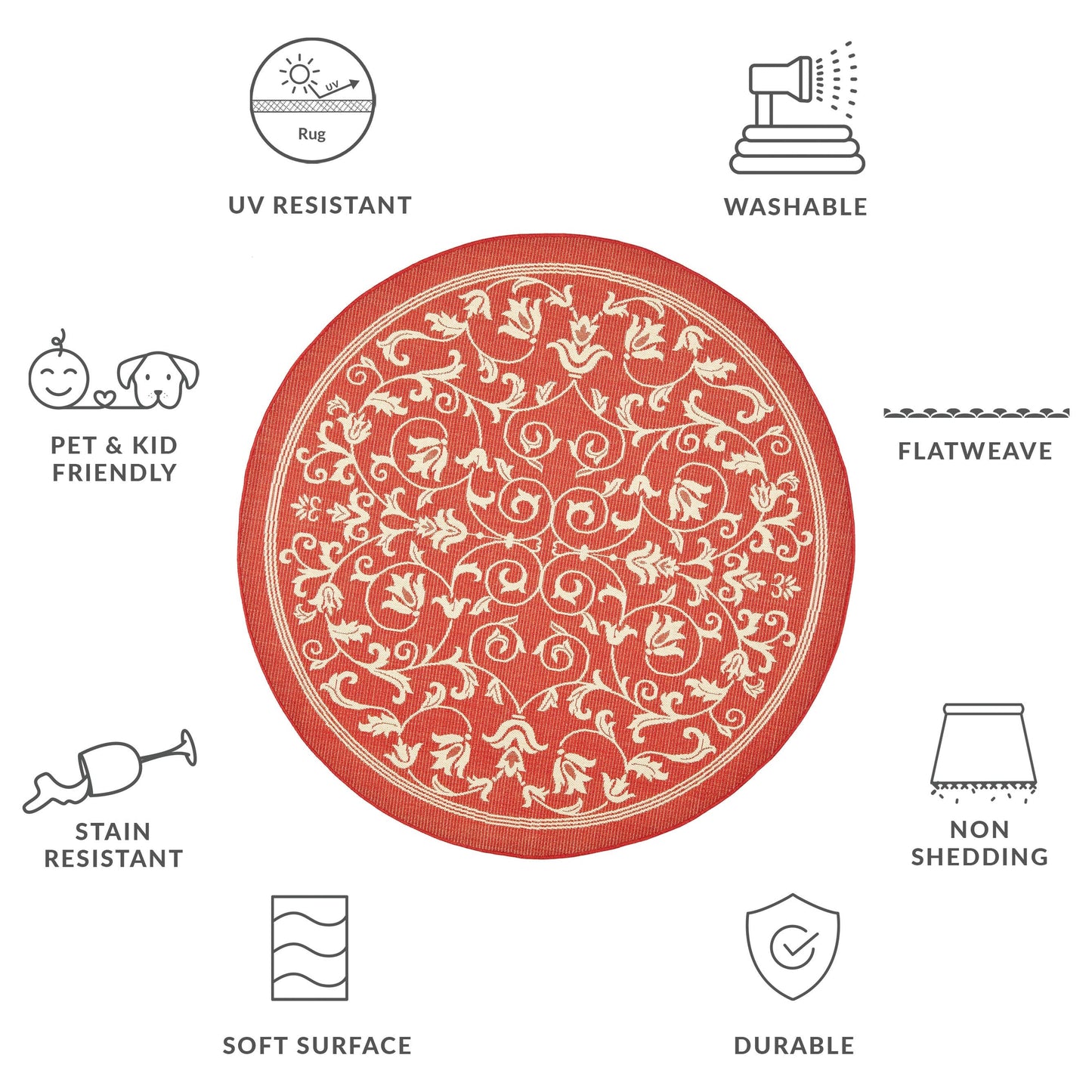 Tapis de jardin/terrasse imperméable SAFAVIEH Courtyard Miljeta