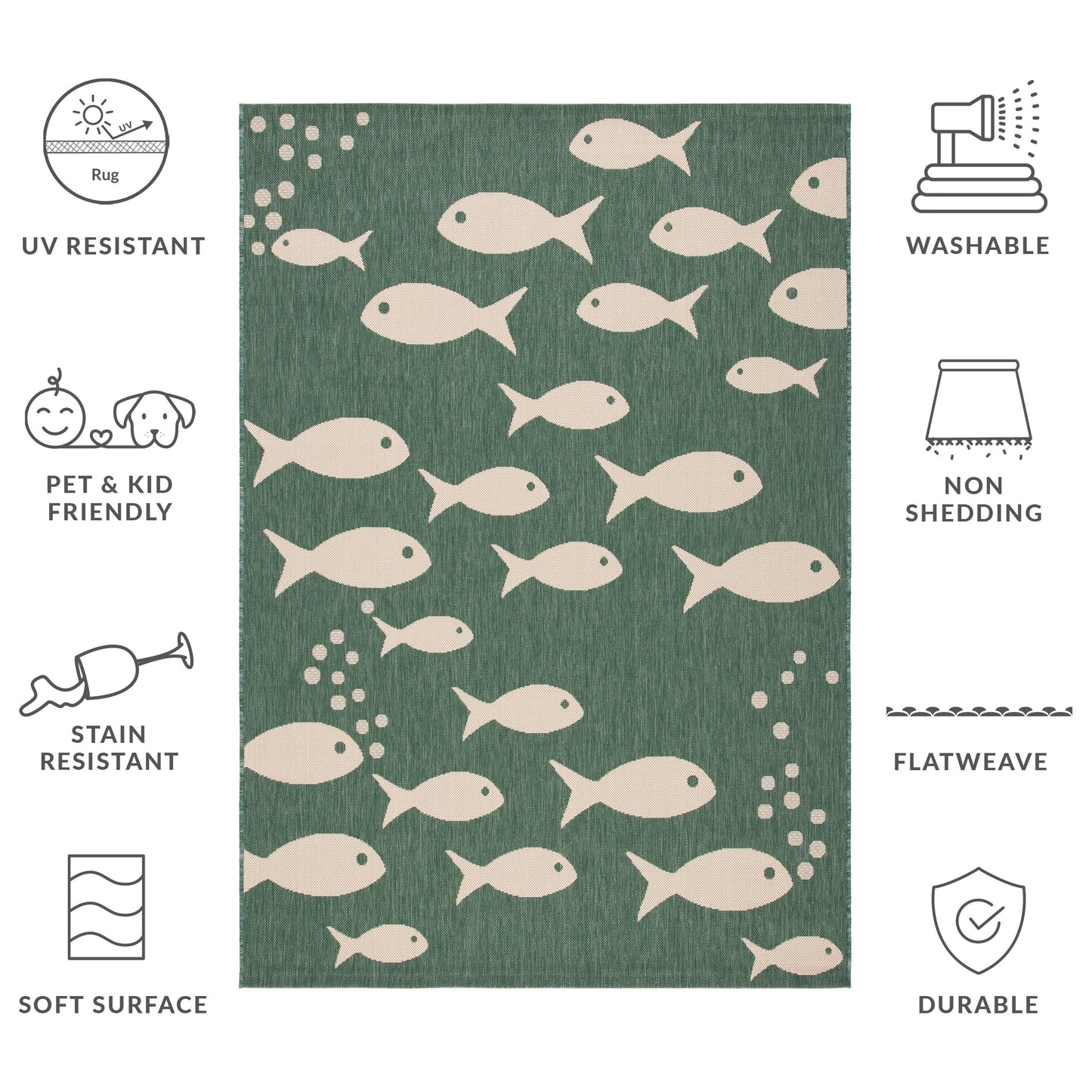 Tapis de jardin SAFAVIEH Courtyard Ragne pour intérieur/extérieur, imperméable, terrasse ou jardin.