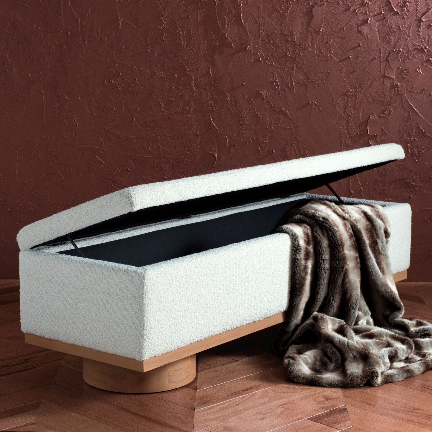 Banc de rangement SAFAVIEH Couture Sunneva Boucle - 61 po L x 20 po P x 19 po H - 61L x 20P x 19H