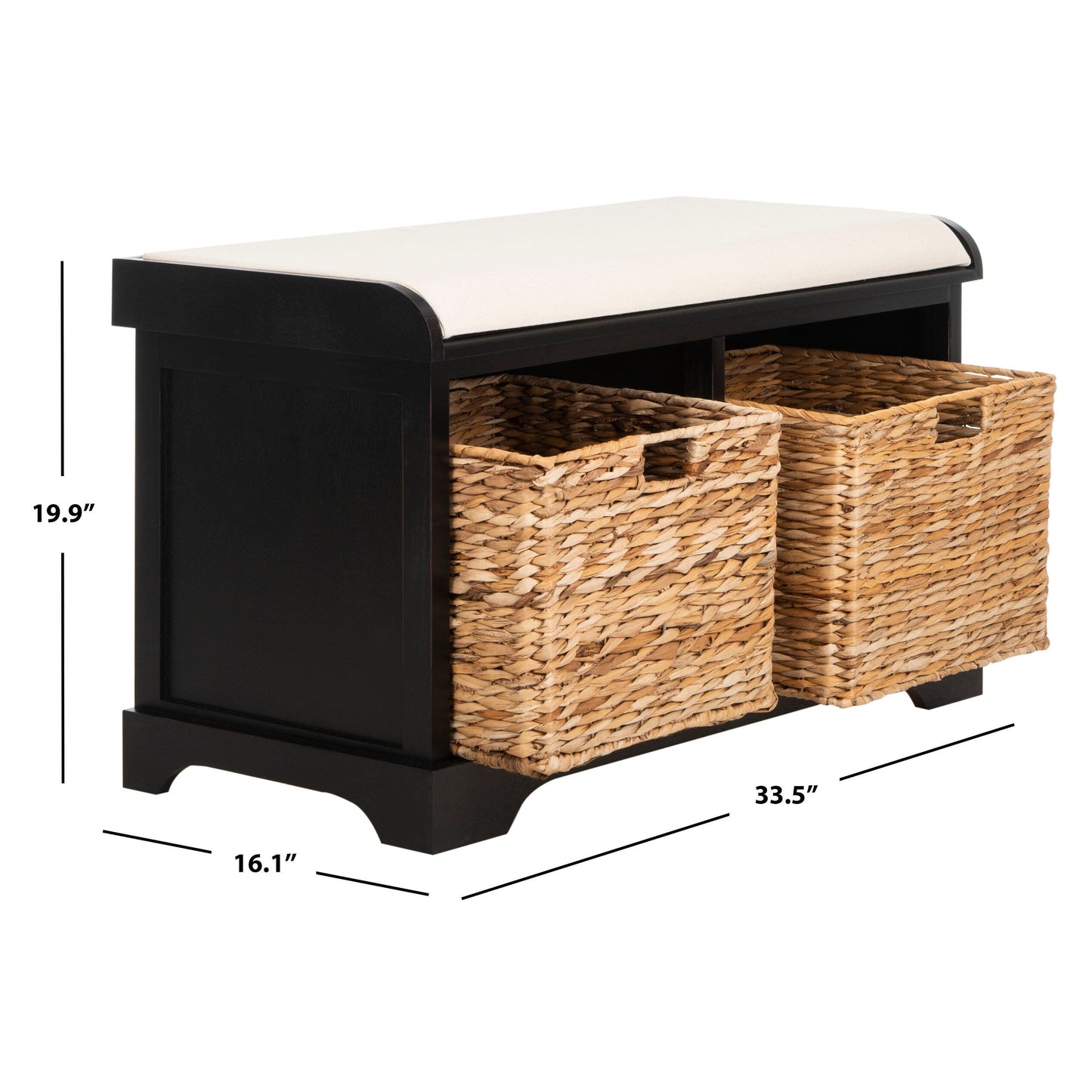 Banc de rangement tressé marron Euphemia de SAFAVIEH - 33,5 x 16,1 x 19,9 - 34 L x 16 P x 20 H