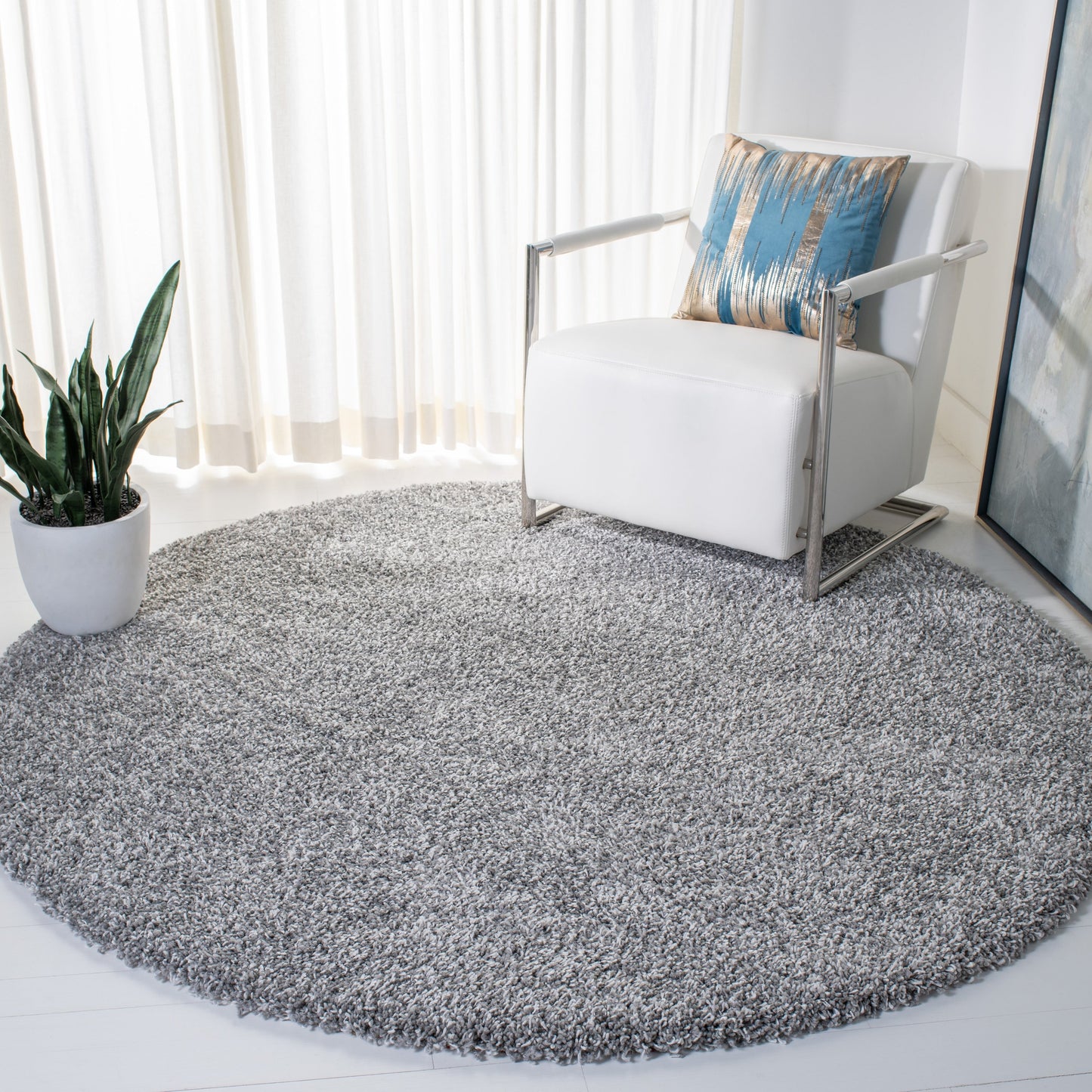 Tapis SAFAVIEH Evolution Shag Fransien uni de 4,6 cm d'épaisseur
